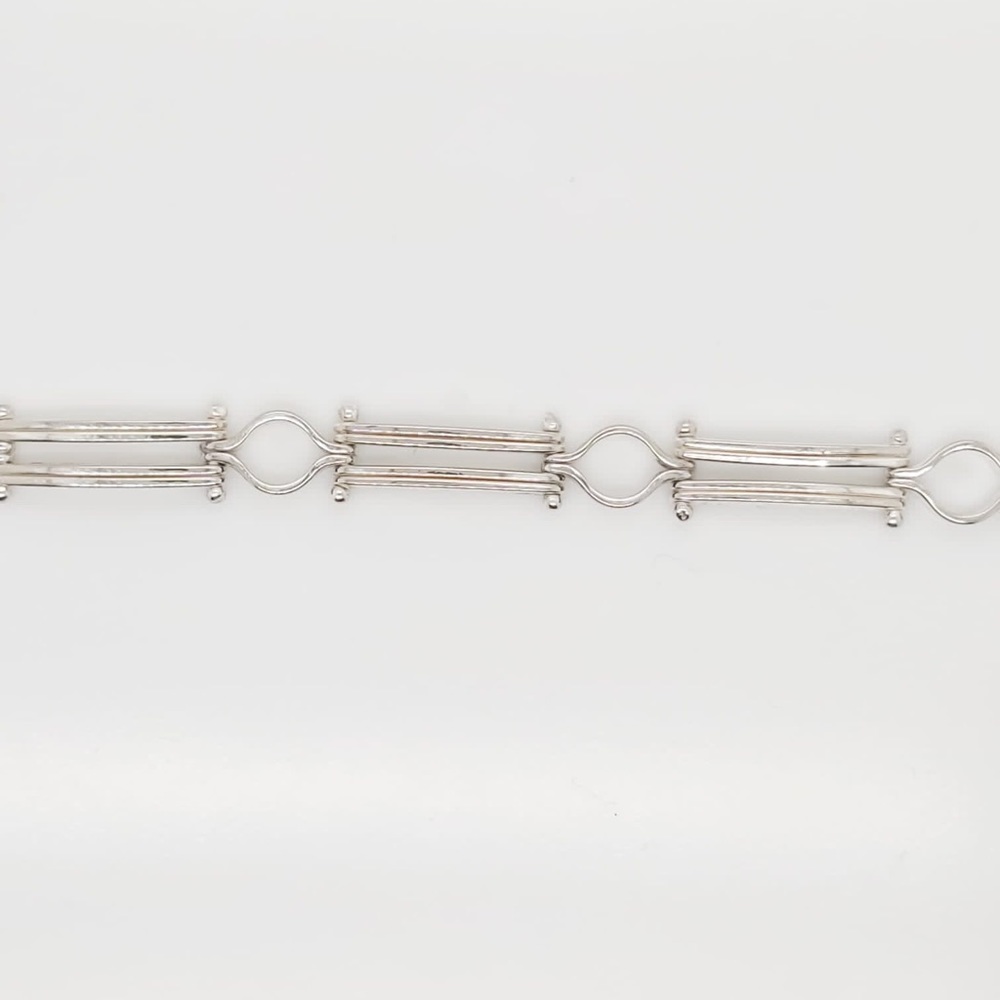 Sterling Silver Vintage Greek Key Design Bracelet - Picture 2 of 7